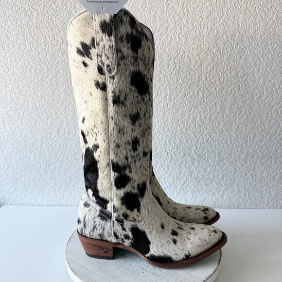 Lane Boots Womens Cowhide Cowboy Boots Tall Black Western Cow Skin Size 9.5 NEW - Picture 3 of 14